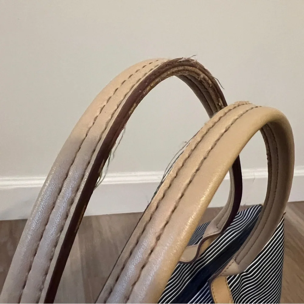 STELLA & DOT "How Does She Do It" Purse/ Tote Blue & White Stripe Adjustable - Picture 10 of 13